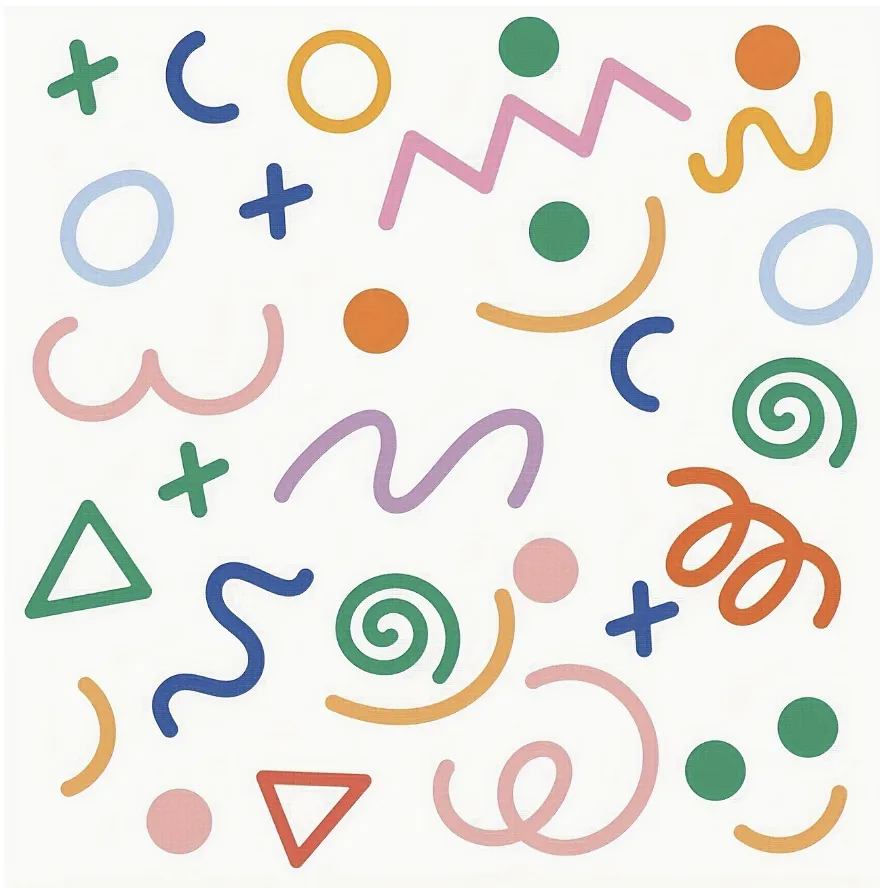 100 pegatinas de pared de líneas geométricas coloridas, pegatinas de pared de formas abstractas irregulares
