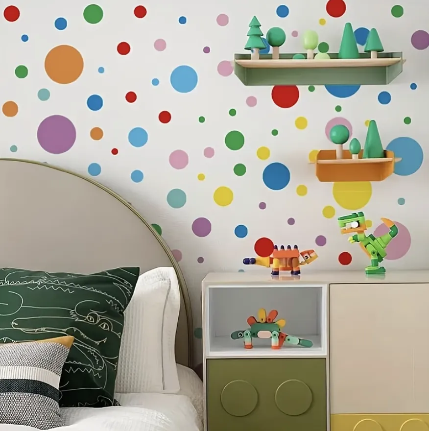 126 piezas Regreso a Clases, Adhesivos de Pared Redondos y Coloridos para Paredes de Sala de Estar y Dormitorio