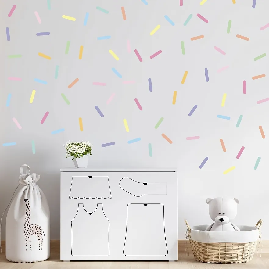 Pegatinas de pared con confeti colorido, removibles, para pegar y despegar