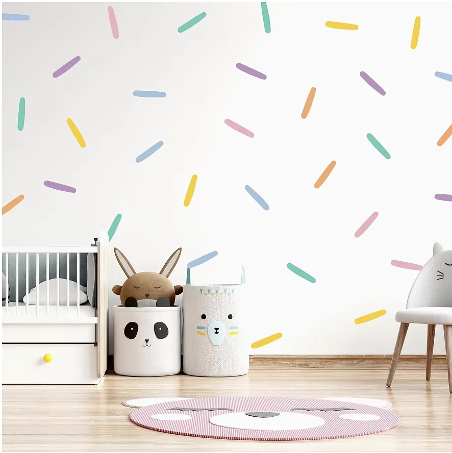 Pegatinas de pared con confeti colorido, removibles, para pegar y despegar
