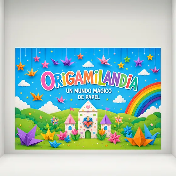 Banner Plano 2D, 1 unidad, Decoración de Fondo para Cumpleaños Origamilandia 10x7pies