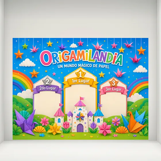 Banner Plano 2D, 1 unidad, Decoración de Premiación para Cumpleaños Origamilandia Premiación 10x7pies
