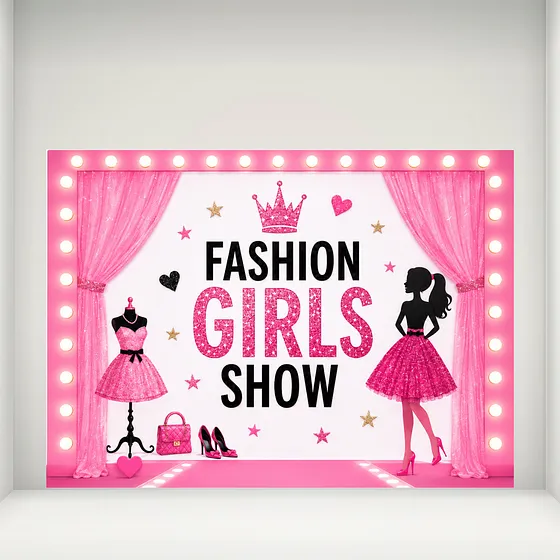Banner Plano 2D, 1 unidad, Decoración de Fondo para Cumpleaños FashionGirl Show 10x7pies