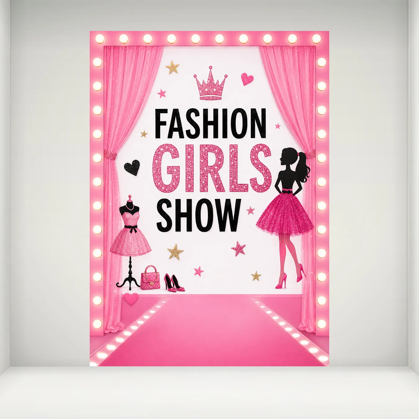 Banner Plano 2D, 1 unidad, Decoración de Fondo para Cumpleaños FashionGirl Show 5x7pies