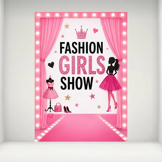 Banner Plano 2D, 1 unidad, Decoración de Fondo para Cumpleaños FashionGirl Show 5x7pies