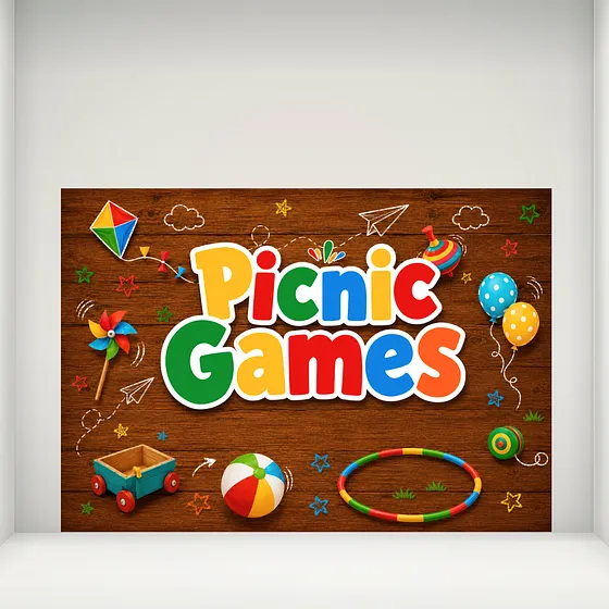 Banner Plano 2D, 1 unidad, Decoración de Fondo para Cumpleaños PicnicGames 10x7pies