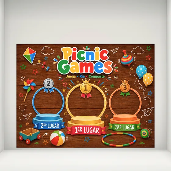 Banner Plano 2D, 1 unidad, Decoración de Premiación para Cumpleaños PicnicGames 10x7pies