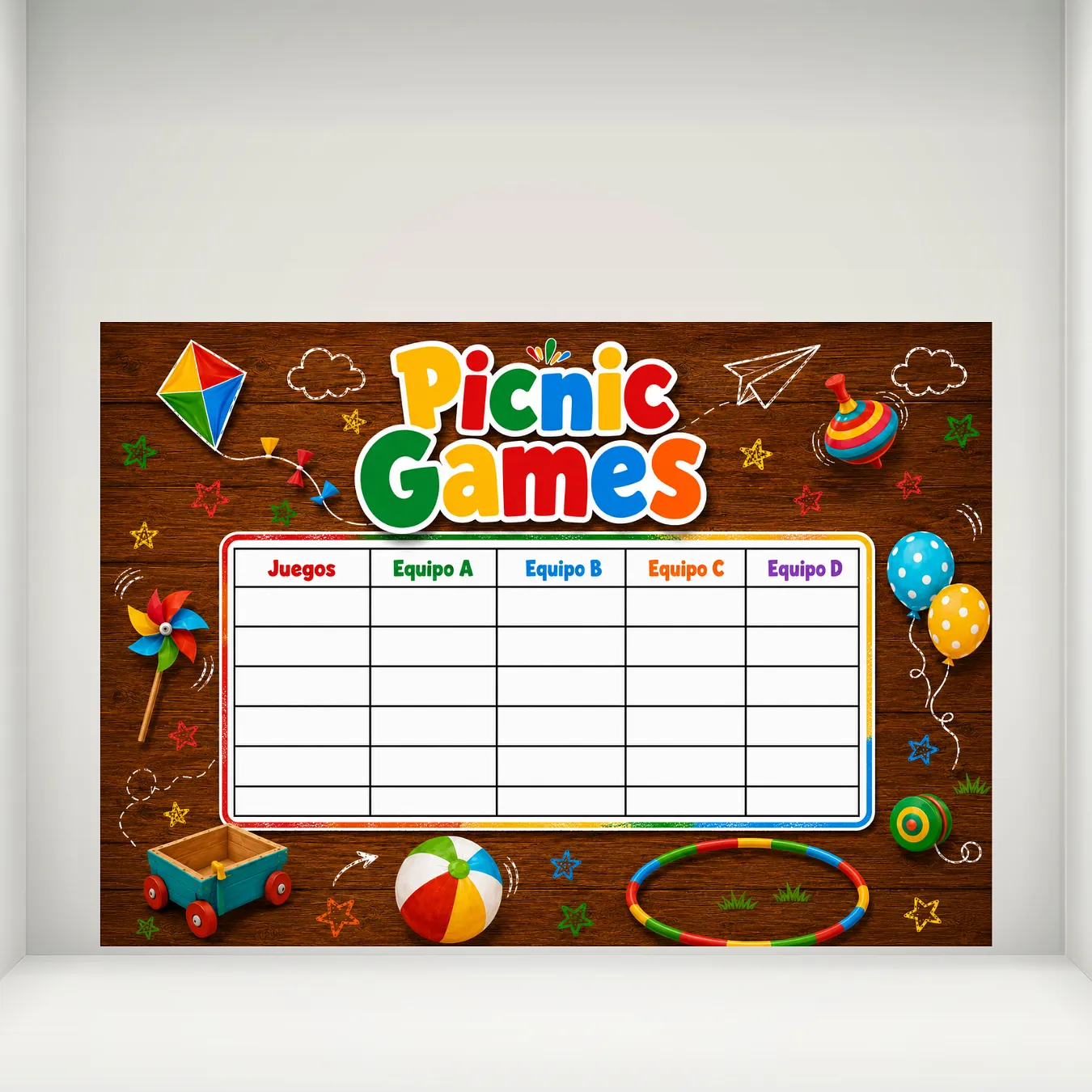 Banner Plano 2D, 1 unidad, Tabla de Puntuación para Cumpleaños PicnicGames 10x7pies