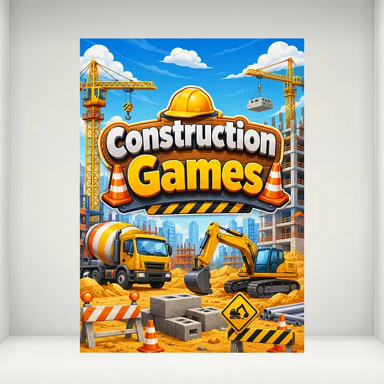 Banner Plano 2D, 1 unidad, Decoración de Fondo para Cumpleaños Construction Games 5x7pies