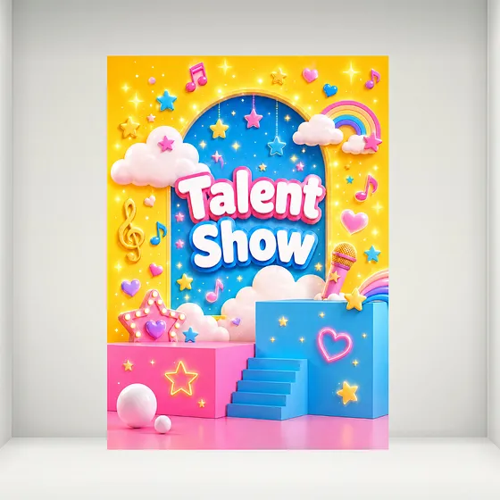 Banner Plano 2D, 1 unidad, Decoración de Fondo para Cumpleaños TalentShow 5x7pies